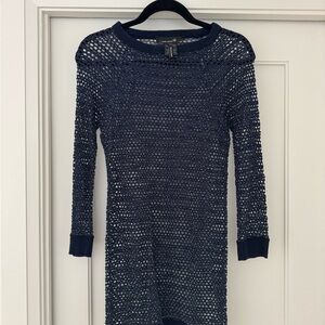 ISABEL MARANT Open Knit Navy Long Sleeve Sweater Dress